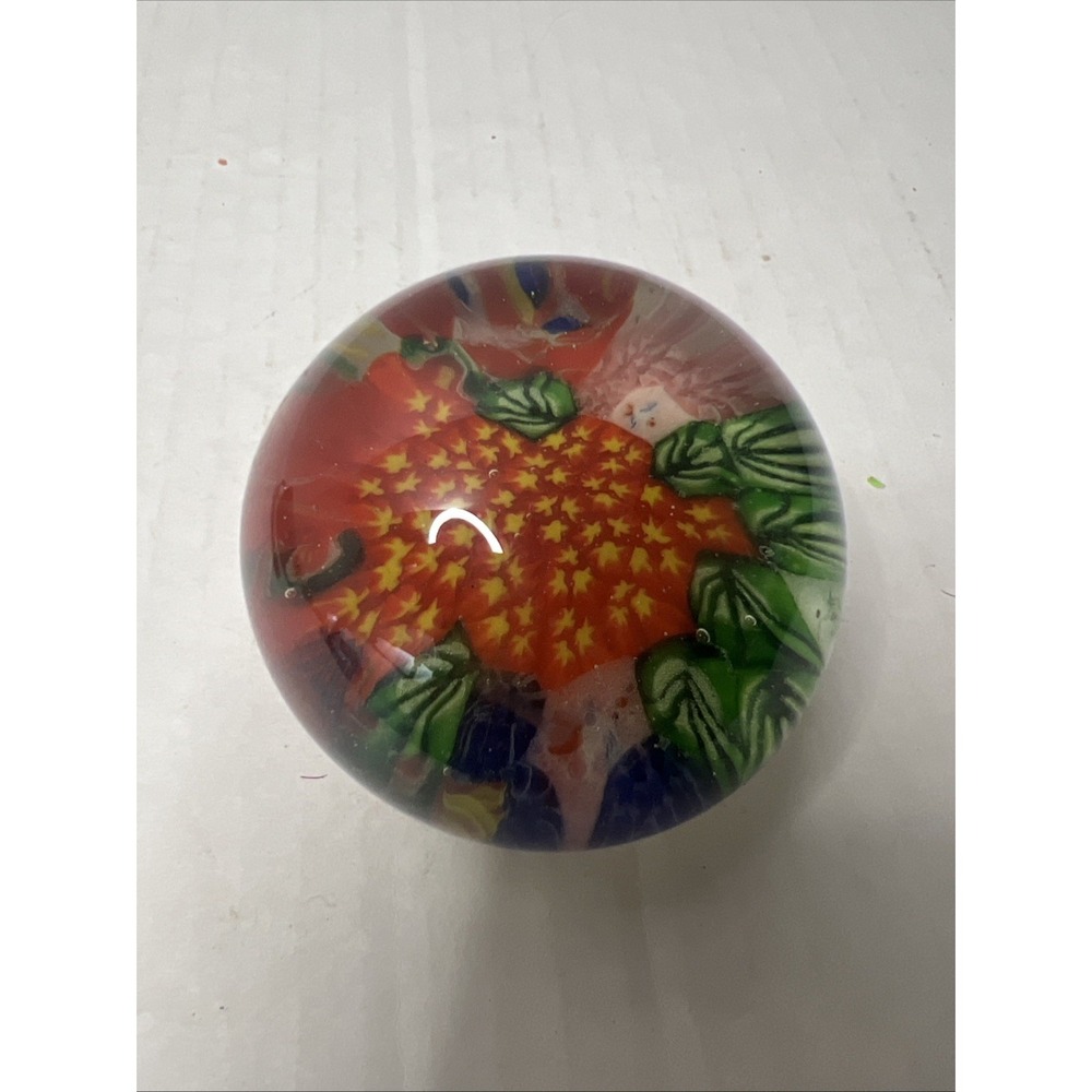 Glass Paperweight Vintage Millefiori Thousand Flowers Design 2" x 1.5"